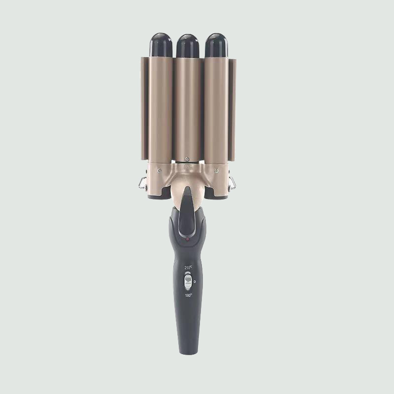 Triple-barrel water wave LED temperature-controlled curling iron