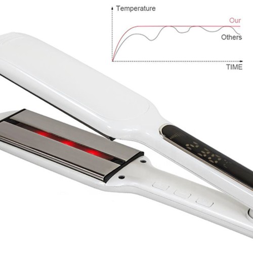 Professional wide-plate titanium infrared hair straightener