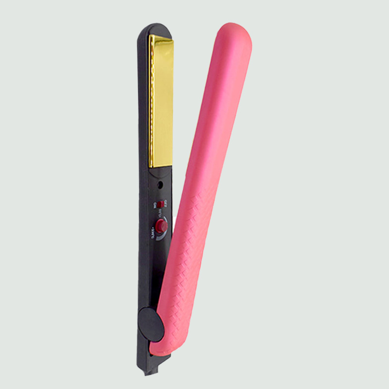 Pink ultra-thin portable titanium hair straightener
