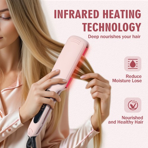 Wide-plate infrared titanium LCD hair straightener