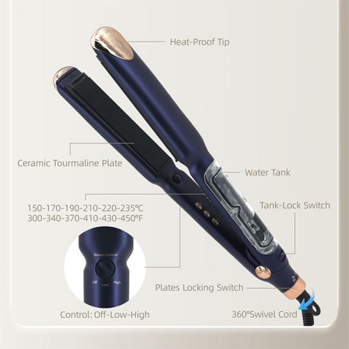 Professional steam PTC hair straightener