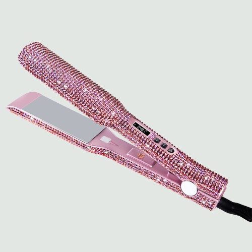 Pearlescent crystal ceramic hair straightener