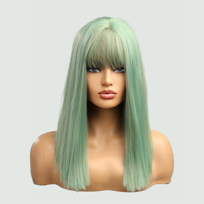 Green straight hair Lolita wig
