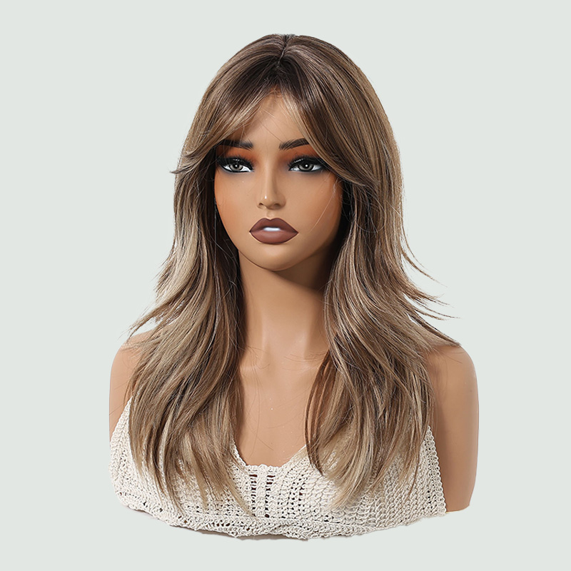 Dark brown natural curly heat-resistant wig