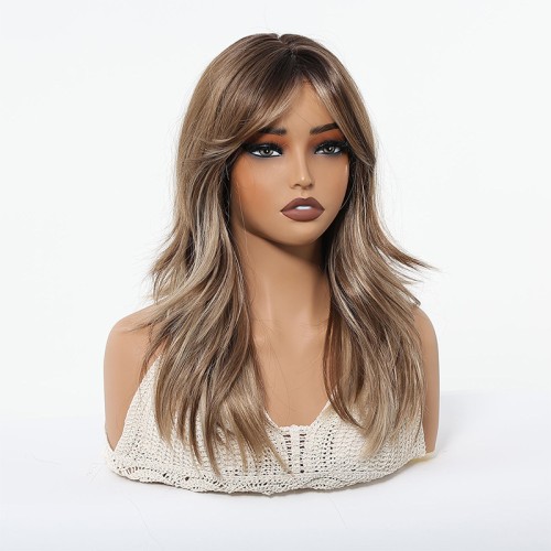 Dark brown natural curly heat-resistant wig