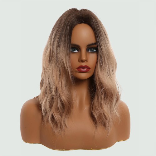 Black and brown gradient wavy women's wig