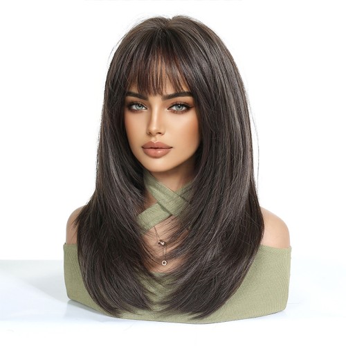 Light black to gray gradient fluffy wig