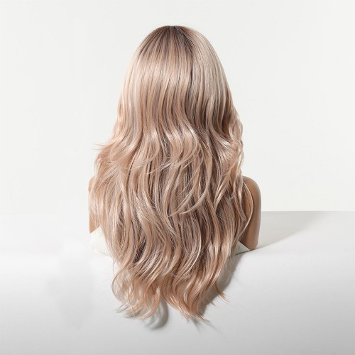 Golden Brown Long Straight Bangs Heat-Resistant Wig