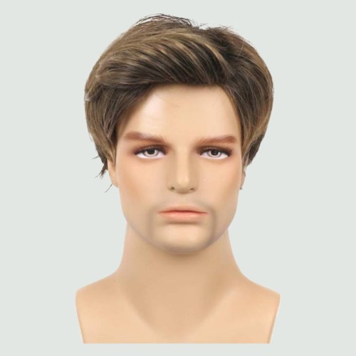 Men's short straight heat-resistant wig