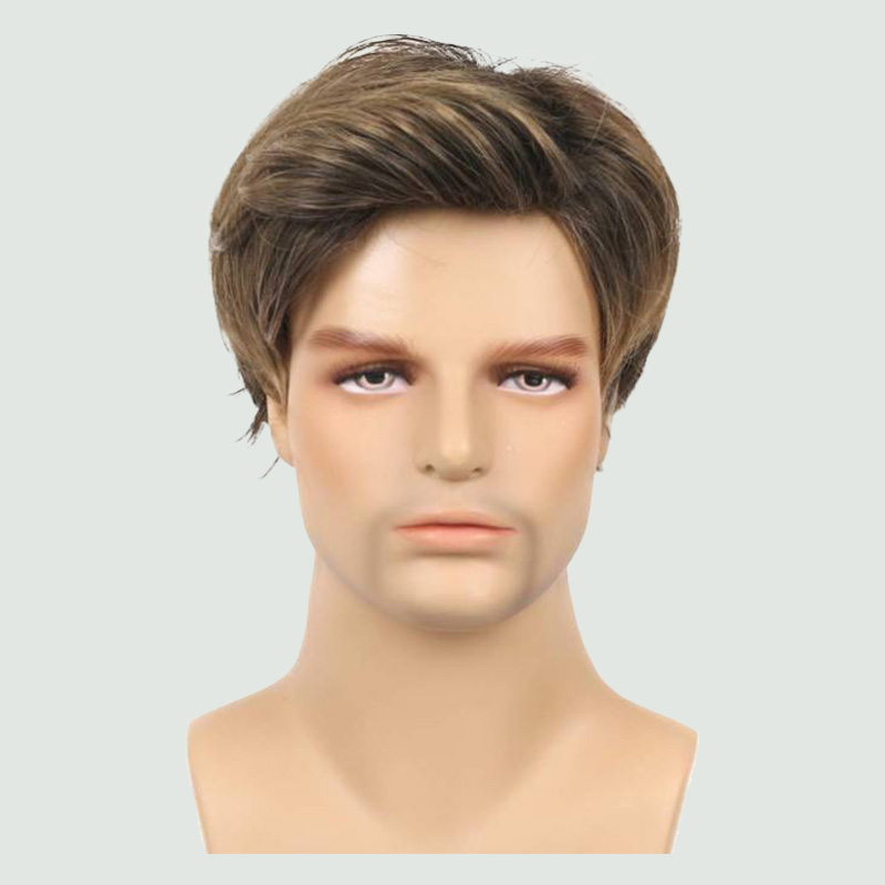 Men's short straight heat-resistant wig
