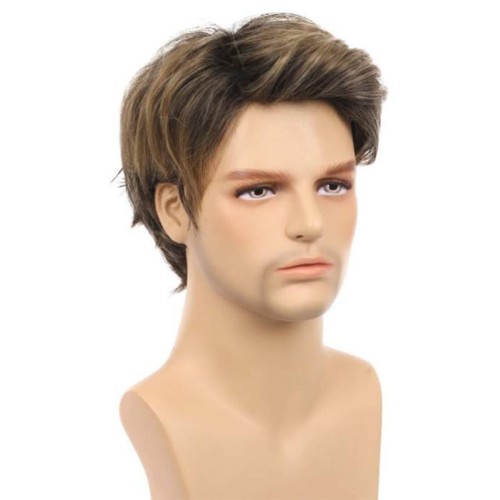 Men's short straight heat-resistant wig