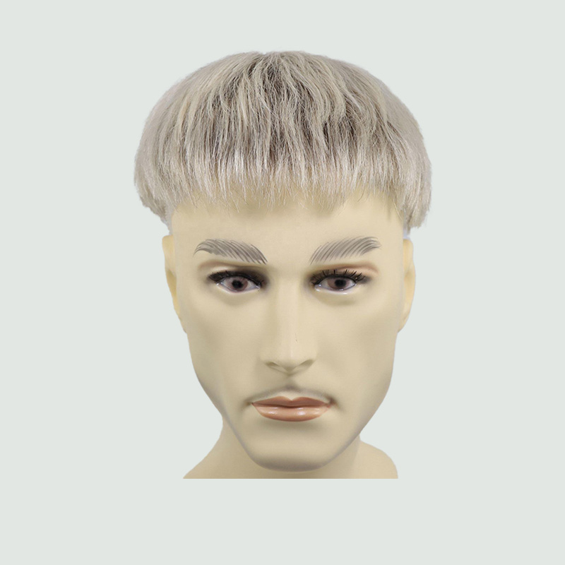 Men's gray-gold French lace wig