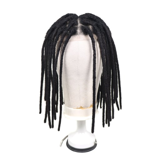 Men's Swiss lace black braided wig