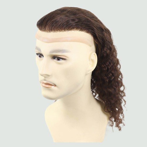 Deep wave men's real hair wig