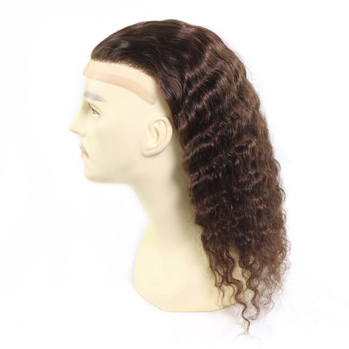 Deep wave men's real hair wig