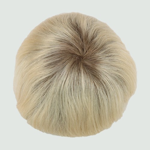 Ultra-thin skin base brown-gold men's wig