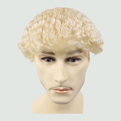 French lace blonde wavy men's wig