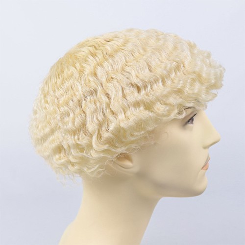 French lace blonde wavy men's wig