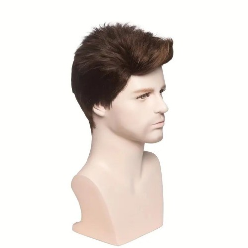 Men's short brown straight hair wig