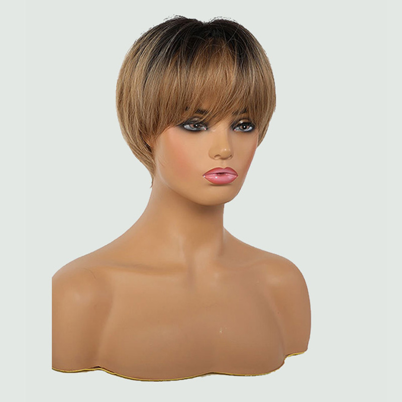 Black-brown ombre bangs with short hair