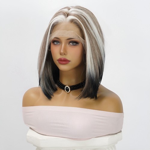 High-quality front lace straight short wig