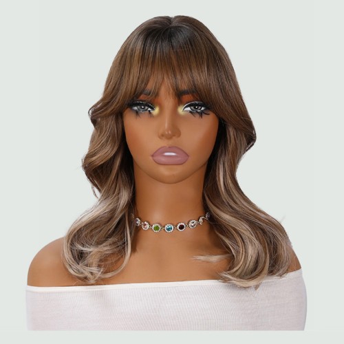 Brown gradient short curly bob hairstyle