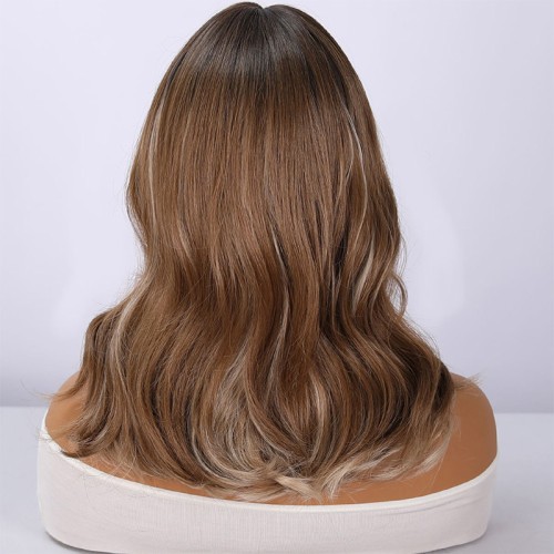 Brown gradient short curly bob hairstyle