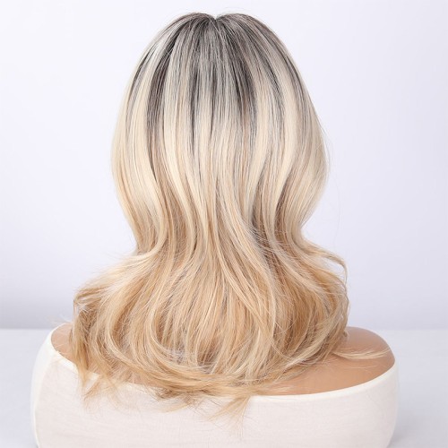 Golden playful short curly bob hairstyle