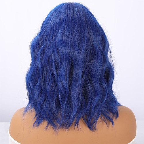 Stylish blue wavy short hair
