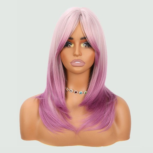 Short hair with golden gradient and straight bang