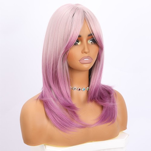 Short hair with golden gradient and straight bang