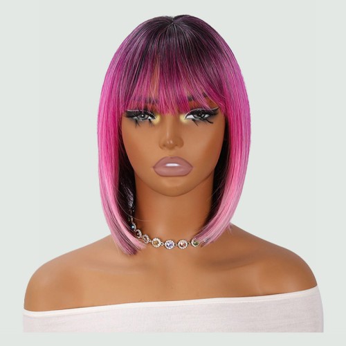 Dark pink gradient short hair