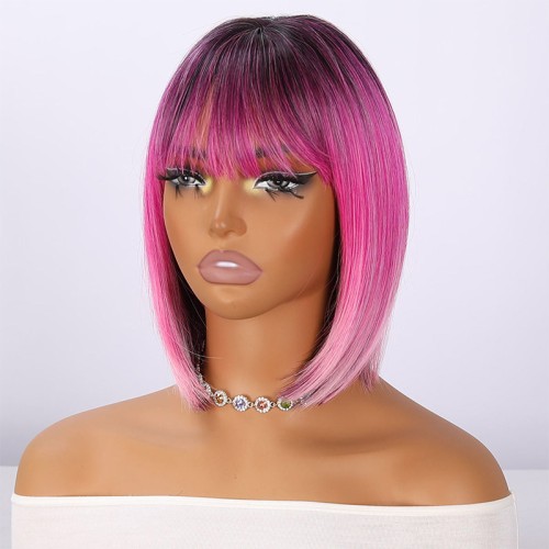 Dark pink gradient short hair