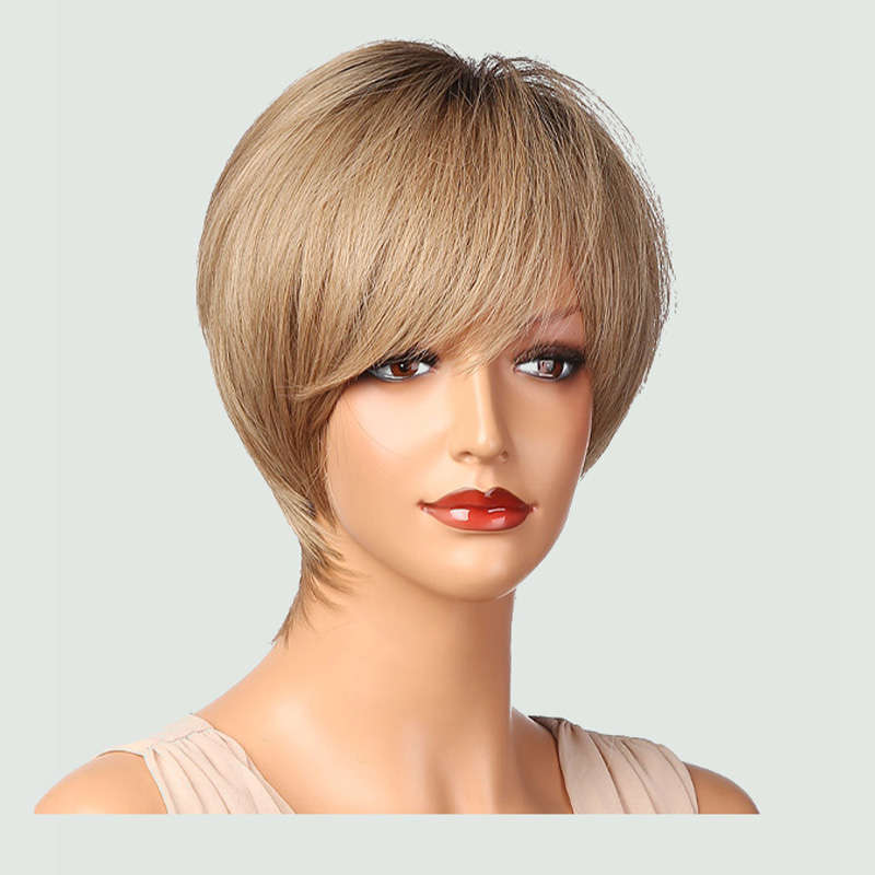 High-density natural-colored short hair