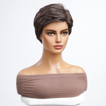 Brown high-density straight short hair