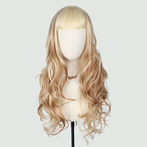 Long curly blonde lace front wig