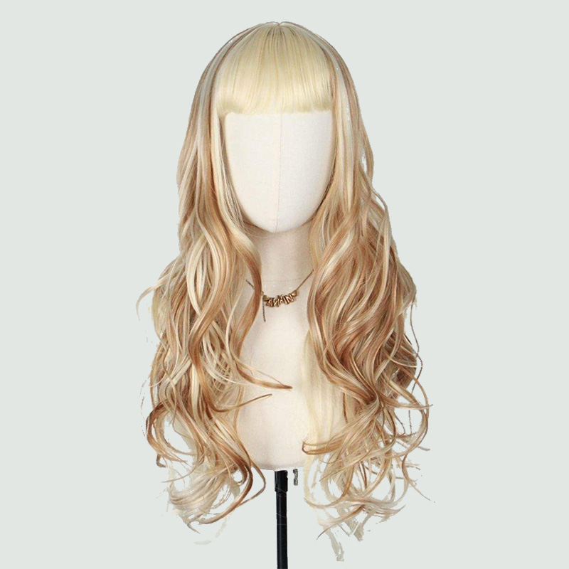 Long curly blonde lace front wig