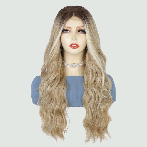 Light brown gradient water wave lace wig