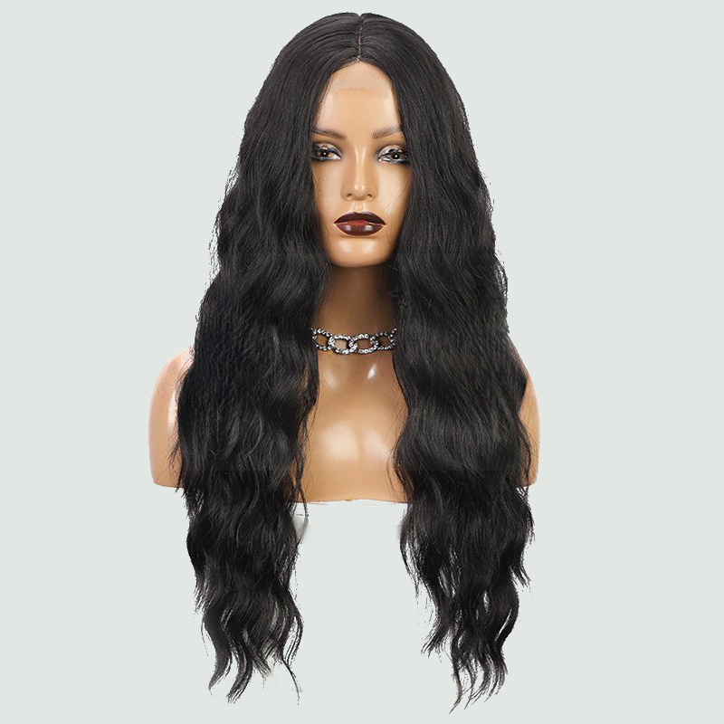 Lace front orange heat-resistant synthetic wig