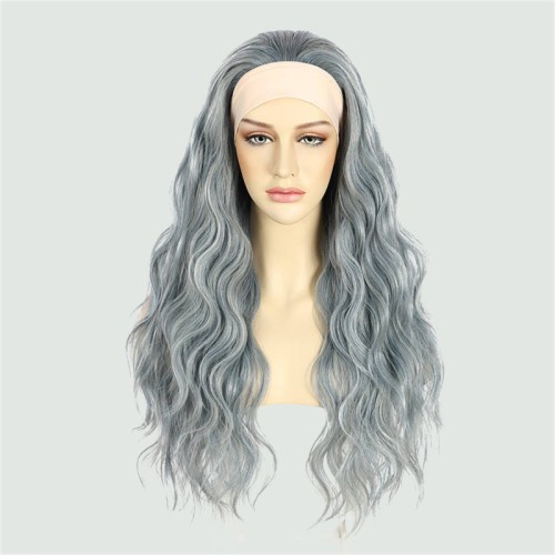Gray-blue gradient highlight wig