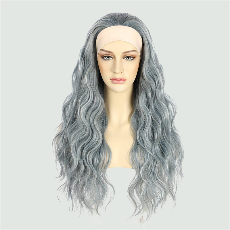 Gray-blue gradient highlight wig