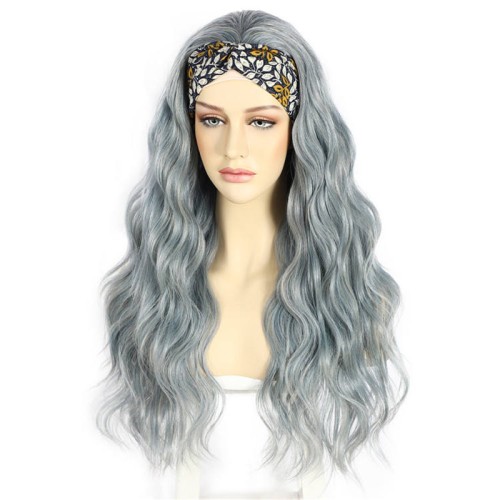 Gray-blue gradient highlight wig