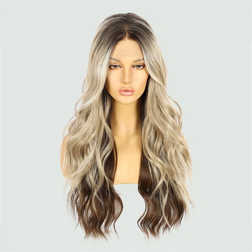 Natural brown long wavy wig