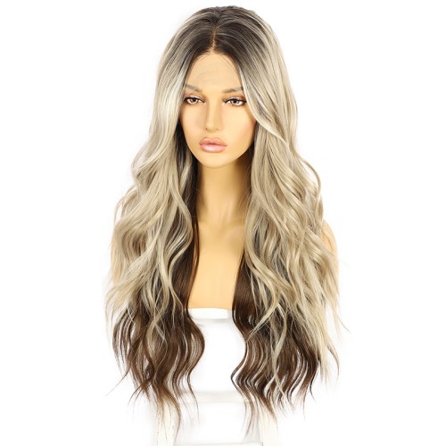 Natural brown long wavy wig