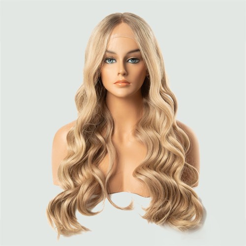 Lace front straight wig with double drawstrings