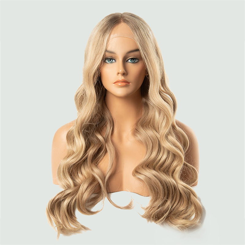 Lace front straight wig with double drawstrings