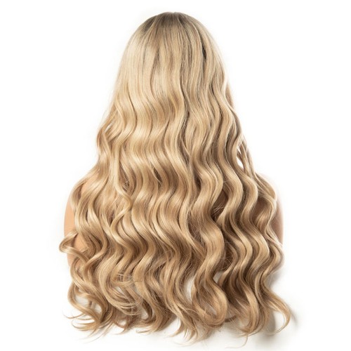 Lace front straight wig with double drawstrings