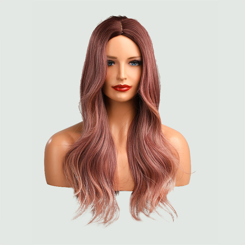 Pink and orange gradient long wavy wig